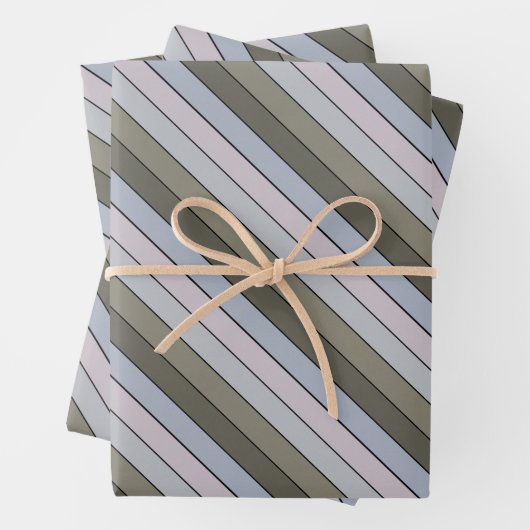 Grijze greens en zwarte strepen op Waterverf papie Inpakpapier Vel (In situ)