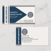 Grijze grenzen Blauwe pijlpijp importeren Uitvoer Visitekaartje (Voorkant / Achterkant)