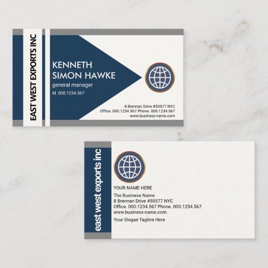 Grijze grenzen Blauwe pijlpijp importeren Uitvoer Visitekaartje (Voorkant / Achterkant)