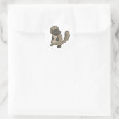 Grijze/Grijze Cartoon Platypus Ronde Sticker (Tas)