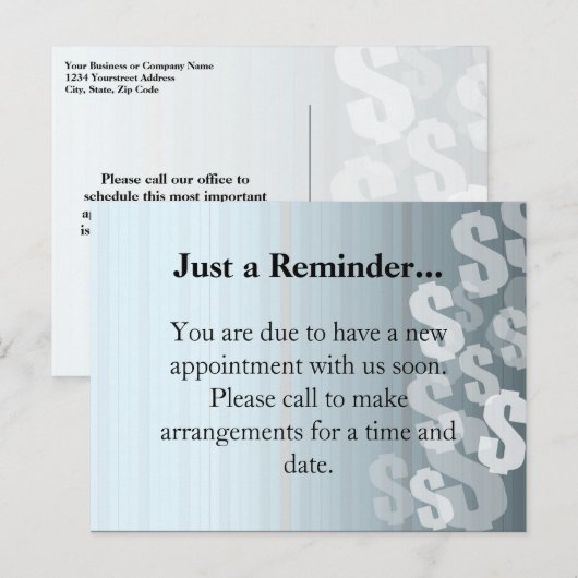 Grijze grijze dollar toont financieel ontwerp aankondigingskaart (Voorkant / Achterkant)