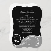 Grijze grijze zwarte racket bruiloft kaart (Voorkant / Achterkant)