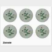 Grijze Groen met Botanische Violas Ronde Sticker (Vel)