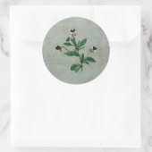 Grijze Groen met Botanische Violas Ronde Sticker (Tas)