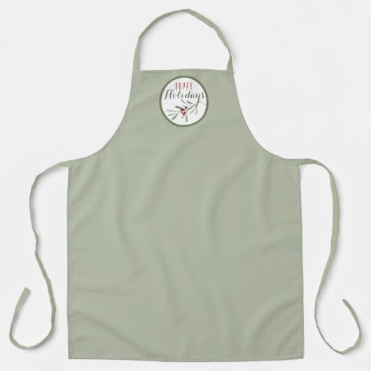 Grijze groen met kerstgroen Sprig Schort (Voorkant)