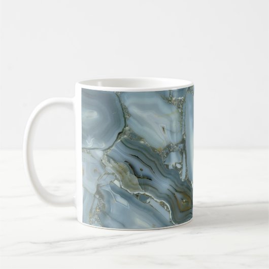 Grijze groene blauwe marmertextuur, in de rack koffiemok (Links)