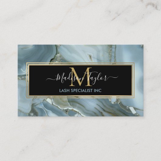 Grijze groene blauwe marmertextuur, in de rack visitekaartje (Voorkant)