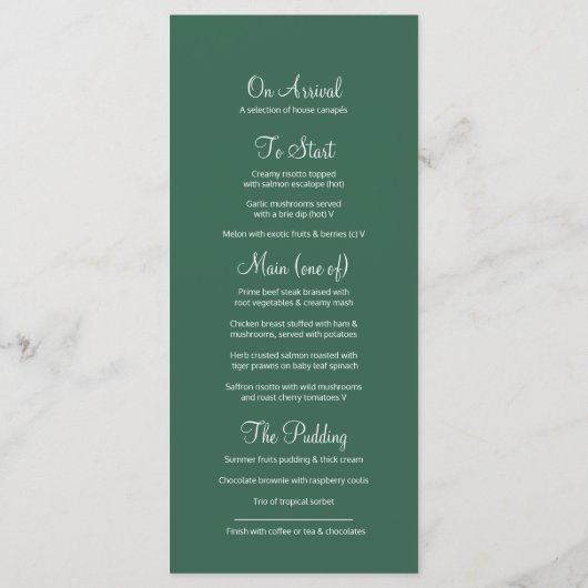 Grijze groene bomen geschilderd winter bruiloft menu (Achterkant)