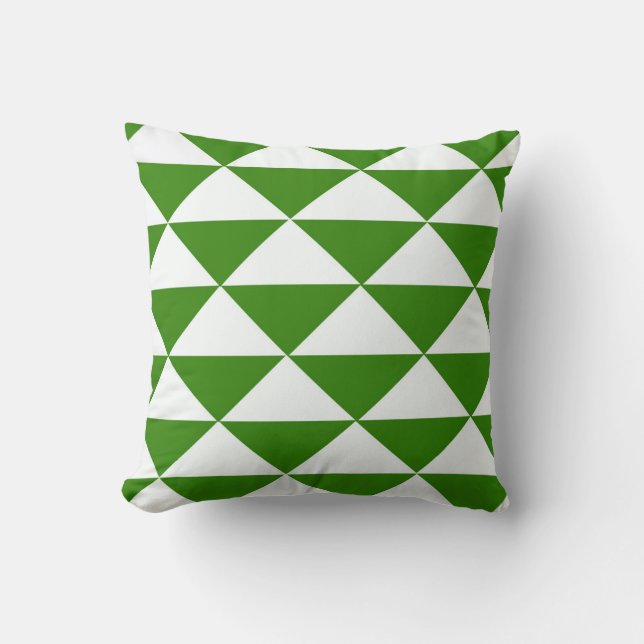 Grijze groene en witte driehoeken kussen (Voorkant)