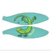 Grijze groene gekko-groeten met bug-cartoon basketbal (Panelen)