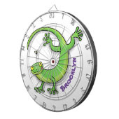 Grijze groene gekko-groeten met bug-cartoon dartbord (Voorkant Rechts)
