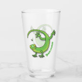 Grijze groene gekko-groeten met bug-cartoon glas (Achterkant)