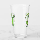 Grijze groene gekko-groeten met bug-cartoon glas (Links)