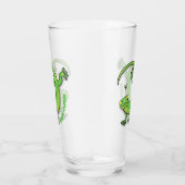 Grijze groene gekko-groeten met bug-cartoon glas (Rechts)