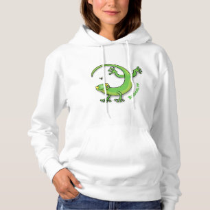 Grijze groene gekko-groeten met bug-cartoon hoodie