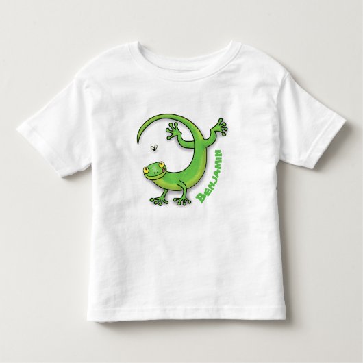 Grijze groene gekko-groeten met bug-cartoon kinder shirts (Voorkant)