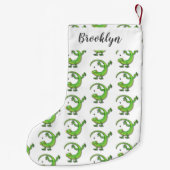 Grijze groene gekko-groeten met bug-cartoon kleine kerstsok (Achterkant)