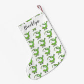 Grijze groene gekko-groeten met bug-cartoon kleine kerstsok (Achterkant (Hangend))