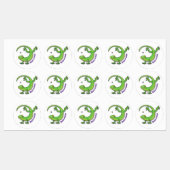 Grijze groene gekko-groeten met bug-cartoon labels (Vel)