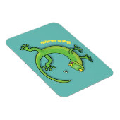 Grijze groene gekko-groeten met bug-cartoon magneet (Rechterzijde)