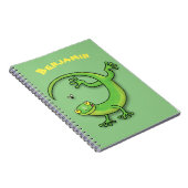 Grijze groene gekko-groeten met bug-cartoon notitieboek (Rechterzijde)