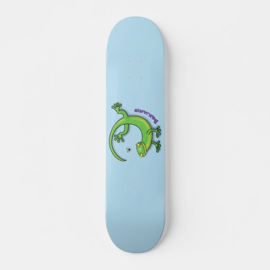 Grijze groene gekko-groeten met bug-cartoon persoonlijk skateboard (Voorkant)
