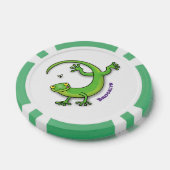 Grijze groene gekko-groeten met bug-cartoon poker chips (Enkel)