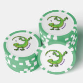 Grijze groene gekko-groeten met bug-cartoon poker chips (Opstapeling)
