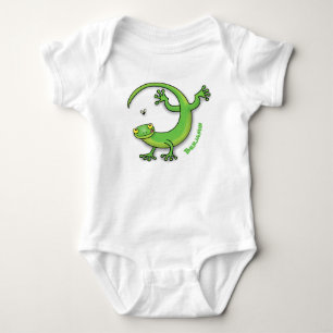 Grijze groene gekko-groeten met bug-cartoon romper