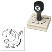 Grijze groene gekko-groeten met bug-cartoon rubberstempel (Gestempeld)