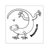 Grijze groene gekko-groeten met bug-cartoon rubberstempel (Afrduk)
