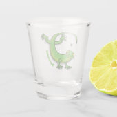 Grijze groene gekko-groeten met bug-cartoon shot glas (Achterkant)