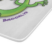 Grijze groene gekko-groeten met bug-cartoon snijplank (Hoek)
