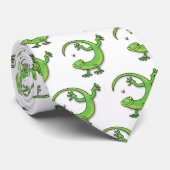 Grijze groene gekko-groeten met bug-cartoon stropdas (Opgerold)