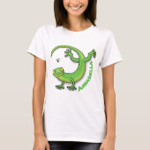Grijze groene gekko-groeten met bug-cartoon t-shirt (Voorkant)