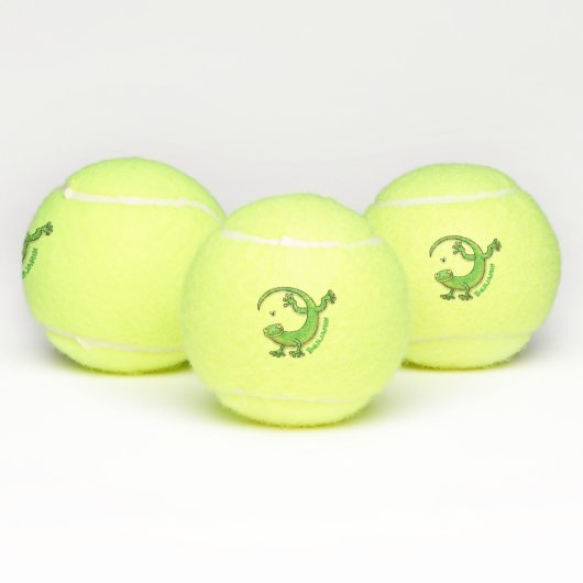 Grijze groene gekko-groeten met bug-cartoon tennisballen (Multi)