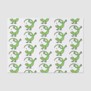 Grijze groene gekko-groeten met bug-cartoon tissuepapier