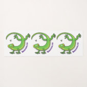 Grijze groene gekko-groeten met bug-cartoon yogamat (Achterkant (horizontaal))