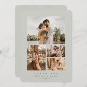 Grijze groene legant minimum 4 foto-weddenschap bedankkaart (Voorkant / Achterkant)