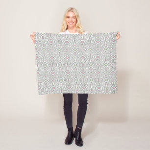 Grijze, groene, roze ruitjes op een witte fleece deken