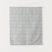 Grijze, groene, roze ruitjes op een witte wandkleed (Voorkant)