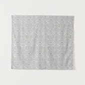 Grijze, groene, roze ruitjes op een witte wandkleed (Voorkant (horizontaal))