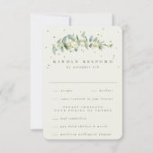 Grijze groene sneeuwbes + eucalyptus stengel bruil RSVP kaartje (Voorkant)