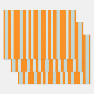 Grijze groene strepen op Oranje Inpakpapier Vel