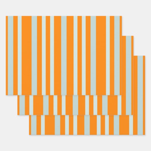 Grijze groene strepen op Oranje Inpakpapier Vel (Set)
