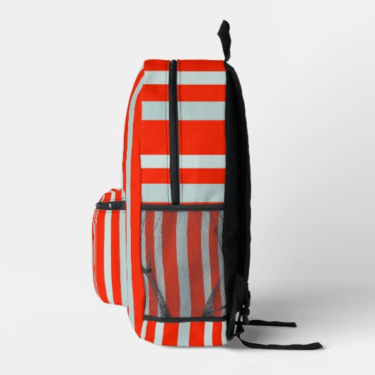 Grijze groene strepen op rood bedrukte rugzak (Rechts)