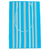 Grijze groene strepen op Sky Blue Medium Cadeauzakje (Voorkant)
