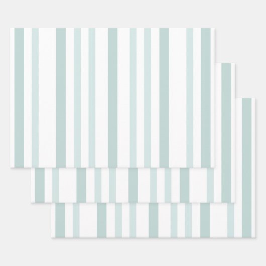 Grijze groene strepen op wit inpakpapier vel (Set)