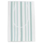 Grijze groene strepen op wit medium cadeauzakje (Voorkant)