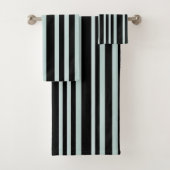 Grijze groene strepen op zwart bad handdoek (Insitu)
